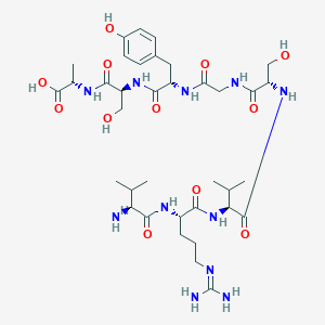 molecular formula C36H59N11O12 B14238620 L-Valyl-N~5~-(diaminomethylidene)-L-ornithyl-L-valyl-L-serylglycyl-L-tyrosyl-L-seryl-L-alanine CAS No. 429646-49-1