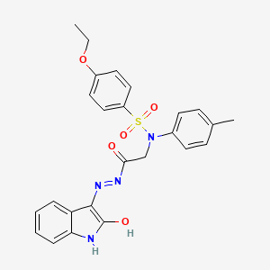 molecular formula C25H24N4O5S B14238795 Glycine, N-[(4-ethoxyphenyl)sulfonyl]-N-(4-methylphenyl)-, (1,2-dihydro-2-oxo-3H-indol-3-ylidene)hydrazide (9CI) 