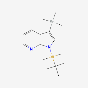 molecular formula C16H28N2SiSn B14238893 1-(tert-butyldimethylsilyl)-3-(trimethylstannyl)-1H-pyrrolo[2,3-b]pyridine 