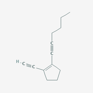 molecular formula C13H16 B14239124 Cyclopentene, 1-ethynyl-2-(1-hexynyl)- CAS No. 210829-14-4