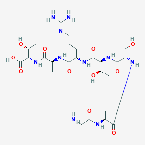 molecular formula C25H46N10O11 B14239145 Glycyl-L-alanyl-L-seryl-L-threonyl-N~5~-(diaminomethylidene)-L-ornithyl-L-alanyl-L-threonine CAS No. 220540-59-0