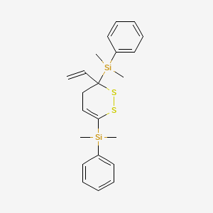 molecular formula C22H28S2Si2 B14239251 Silane, (3-ethenyl-3,4-dihydro-1,2-dithiin-3,6-diyl)bis[dimethylphenyl- CAS No. 562810-42-8