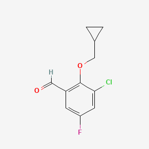 molecular formula C11H10ClFO2 B1423927 3-Chloro-2-(cyclopropylmethoxy)-5-fluorobenzaldehyde CAS No. 883519-72-0