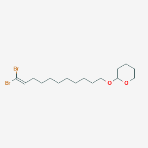 molecular formula C16H28Br2O2 B14239361 2-[(11,11-Dibromoundec-10-EN-1-YL)oxy]oxane CAS No. 544476-90-6