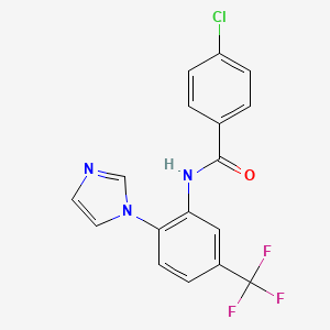 molecular formula C17H11ClF3N3O B14239461 Benzamide, 4-chloro-N-[2-(1H-imidazol-1-yl)-5-(trifluoromethyl)phenyl]- CAS No. 380389-65-1