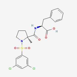 molecular formula C21H22Cl2N2O5S B14239635 (2S)-2-[[(2S)-1-(3,5-dichlorophenyl)sulfonyl-2-methylpyrrolidine-2-carbonyl]amino]-3-phenylpropanoic acid CAS No. 217452-76-1