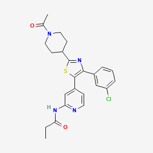 molecular formula C24H25ClN4O2S B14239636 N-{4-[2-(1-Acetylpiperidin-4-yl)-4-(3-chlorophenyl)-1,3-thiazol-5-yl]pyridin-2-yl}propanamide CAS No. 365430-79-1