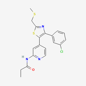 molecular formula C19H18ClN3OS2 B14239765 N-(4-{4-(3-Chlorophenyl)-2-[(methylsulfanyl)methyl]-1,3-thiazol-5-yl}pyridin-2-yl)propanamide CAS No. 365430-93-9