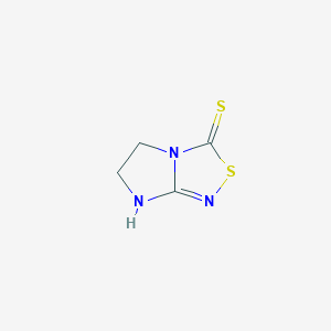 molecular formula C4H5N3S2 B14239842 1H,3H-Imidazo[2,1-c][1,2,4]thiadiazole-3-thione, 5,6-dihydro- CAS No. 562075-34-7