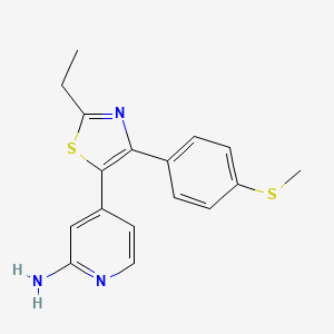 molecular formula C17H17N3S2 B14240037 4-{2-Ethyl-4-[4-(methylsulfanyl)phenyl]-1,3-thiazol-5-yl}pyridin-2-amine CAS No. 365428-86-0