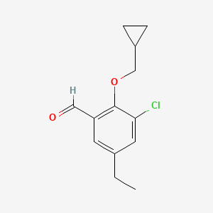 molecular formula C13H15ClO2 B1424013 3-氯-2-(环丙基甲氧基)-5-乙基苯甲醛 CAS No. 883519-56-0