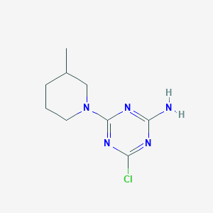 molecular formula C9H14ClN5 B1424027 4-氯-6-(3-甲基-1-哌啶基)-1,3,5-三嗪-2-胺 CAS No. 1220033-26-0