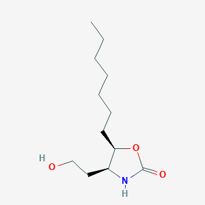 molecular formula C12H23NO3 B14240368 2-Oxazolidinone, 5-heptyl-4-(2-hydroxyethyl)-, (4S,5R)- CAS No. 300531-25-3