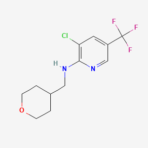 molecular formula C12H14ClF3N2O B1424037 3-Chloro-N-(tetrahydro-2H-pyran-4-ylmethyl)-5-(trifluoromethyl)-2-pyridinamine CAS No. 1220020-62-1