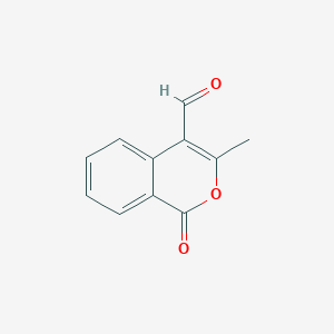 molecular formula C11H8O3 B14240470 1H-2-benzopyran-4-carboxaldehyde, 3-methyl-1-oxo- CAS No. 186028-42-2