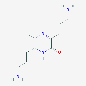 molecular formula C11H20N4O B14240684 3,6-Bis(3-aminopropyl)-5-methylpyrazin-2(1H)-one CAS No. 501022-71-5