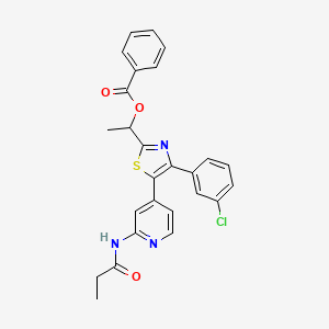 1-[4-(3-Chlorophenyl)-5-(2-propanamidopyridin-4-yl)-1,3-thiazol-2-yl]ethyl benzoate