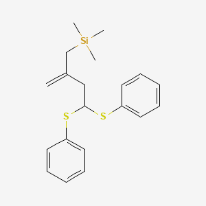 molecular formula C20H26S2Si B14240881 Trimethyl[2-methylidene-4,4-bis(phenylsulfanyl)butyl]silane CAS No. 215182-46-0