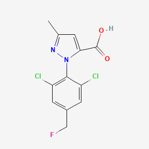 molecular formula C12H9Cl2FN2O2 B14240926 1-[2,6-Dichloro-4-(fluoromethyl)phenyl]-3-methyl-1H-pyrazole-5-carboxylic acid CAS No. 259243-72-6