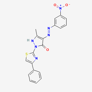 molecular formula C19H14N6O3S B14241139 (4Z)-5-methyl-4-[2-(3-nitrophenyl)hydrazinylidene]-2-(4-phenyl-1,3-thiazol-2-yl)-2,4-dihydro-3H-pyrazol-3-one CAS No. 314291-84-4