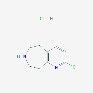 molecular formula C9H12Cl2N2 B1424116 2-Chloro-6,7,8,9-tetrahydro-5H-pyrido[2,3-d]azepine hydrochloride CAS No. 1003591-00-1