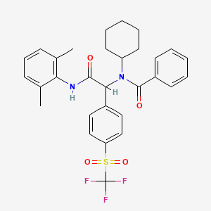 molecular formula C30H31F3N2O4S B14241244 N-Cyclohexyl-N-{2-(2,6-dimethylanilino)-2-oxo-1-[4-(trifluoromethanesulfonyl)phenyl]ethyl}benzamide CAS No. 329317-75-1