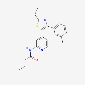 molecular formula C22H25N3OS B14241383 N-{4-[2-Ethyl-4-(3-methylphenyl)-1,3-thiazol-5-yl]pyridin-2-yl}pentanamide CAS No. 365430-65-5