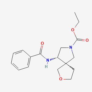 molecular formula C17H22N2O4 B14241605 2-Oxa-7-azaspiro[4.4]nonane-7-carboxylic acid,9-(benzoylamino)-,ethyl ester,(5R,9S)- 