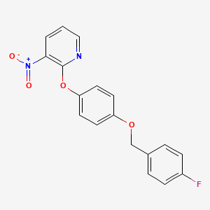 molecular formula C18H13FN2O4 B14241607 2-{4-[(4-Fluorophenyl)methoxy]phenoxy}-3-nitropyridine CAS No. 214748-09-1