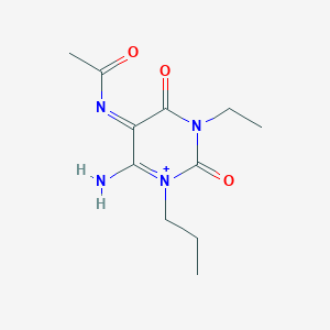 molecular formula C11H17N4O3+ B14241701 N-(6-Amino-3-ethyl-2,4-dioxo-1-propyl-1,2,3,4-tetrahydro-5-pyrimidinyl)acetamide 