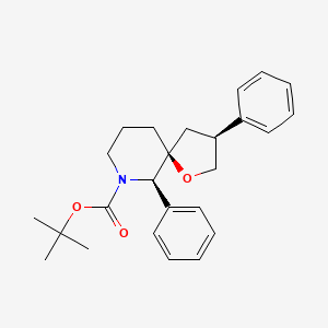 molecular formula C25H31NO3 B14241730 1-Oxa-7-azaspiro[4.5]decane-7-carboxylic acid,3,6-diphenyl-,1,1-dimethylethyl ester,(3S,5S,6R)- 