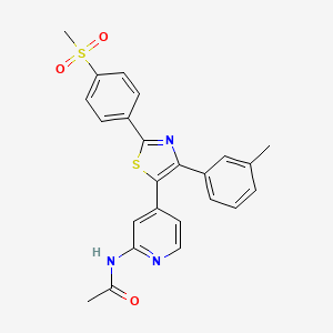 molecular formula C24H21N3O3S2 B14242009 N-[4-[4-(3-Methylphenyl)-2-(4-methylsulfonylphenyl)-1,3-thiazol-5-YL]-2-pyridyl]acetamide CAS No. 365430-83-7