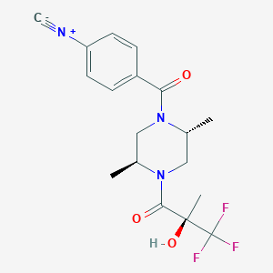 molecular formula C18H20F3N3O3 B14242123 (R)-3,3,3-trifluoro-2-hydroxy-1-((2S,5R)-4-(4-isocyanobenzoyl)-2,5-dimethylpiperazin-1-yl)-2-methylpropan-1-one 