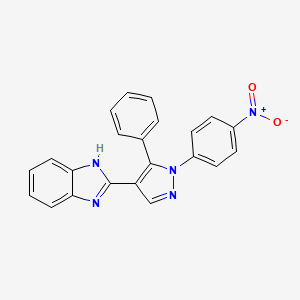 molecular formula C22H15N5O2 B14242260 2-[1-(4-Nitrophenyl)-5-phenyl-1H-pyrazol-4-yl]-1H-benzimidazole CAS No. 409060-09-9