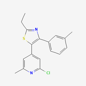 molecular formula C18H17ClN2S B14242483 2-Chloro-4-[2-ethyl-4-(3-methylphenyl)-1,3-thiazol-5-yl]-6-methylpyridine CAS No. 365430-23-5