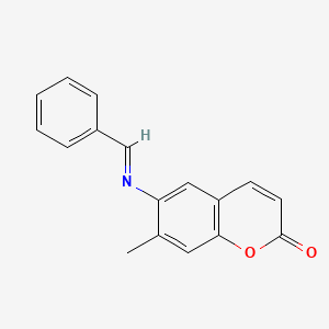 molecular formula C17H13NO2 B14242489 6-[(E)-Benzylideneamino]-7-methyl-2H-1-benzopyran-2-one CAS No. 477940-68-4