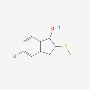 molecular formula C10H11ClOS B14242497 1H-Inden-1-ol, 5-chloro-2,3-dihydro-2-(methylthio)- CAS No. 500910-95-2