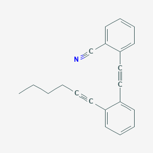 molecular formula C21H17N B14242528 Benzonitrile, 2-[[2-(1-hexynyl)phenyl]ethynyl]- CAS No. 457914-36-2