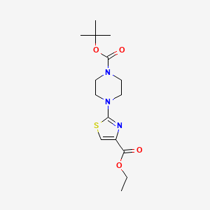 molecular formula C15H23N3O4S B1424271 Ethyl 2-(4-(tert-butoxycarbonyl)piperazin-1-YL)thiazole-4-carboxylate CAS No. 867065-53-0