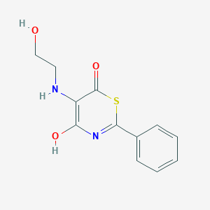 molecular formula C12H12N2O3S B14242809 6-Hydroxy-5-[(2-hydroxyethyl)amino]-2-phenyl-4H-1,3-thiazin-4-one CAS No. 400610-70-0