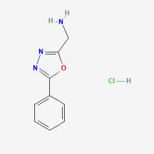 molecular formula C9H10ClN3O B1424289 (5-Phenyl-1,3,4-oxadiazol-2-yl)methanamine hydrochloride CAS No. 1187931-09-4