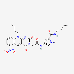 Pyrimido(4,5-b)quinoline-3(2H)-acetamide, 10-butyl-N-(5-((butylamino)carbonyl)-1-methyl-1H-pyrrol-3-yl)-4,10-dihydro-6-nitro-2,4-dioxo-