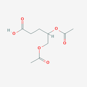 molecular formula C9H14O6 B14242944 Pentanoic acid, 4,5-bis(acetyloxy)- CAS No. 259154-20-6