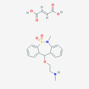 molecular formula C21H24N2O7S B142431 (E)-But-2-enedioic acid;N-methyl-2-[(6-methyl-5,5-dioxo-11H-benzo[c][1,2]benzothiazepin-11-yl)oxy]ethanamine CAS No. 155444-07-8