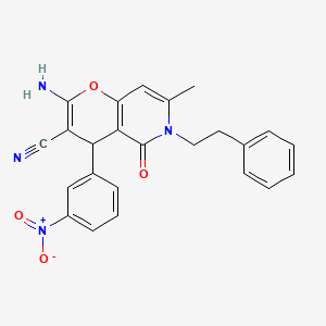 2-amino-7-methyl-4-(3-nitrophenyl)-5-oxo-6-(2-phenylethyl)-5,6-dihydro-4H-pyrano[3,2-c]pyridine-3-carbonitrile