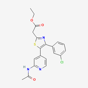 molecular formula C20H18ClN3O3S B14243224 Ethyl [5-(2-acetamidopyridin-4-yl)-4-(3-chlorophenyl)-1,3-thiazol-2-yl]acetate CAS No. 365430-98-4