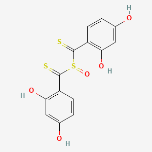 molecular formula C14H10O5S3 B14243339 4,4'-[Sulfinylbis(sulfanylmethanylylidene)]bis(3-hydroxycyclohexa-2,5-dien-1-one) CAS No. 344567-18-6