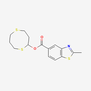 molecular formula C15H17NO2S3 B14243355 1,5-Dithiocan-2-yl 2-methyl-1,3-benzothiazole-5-carboxylate CAS No. 496834-12-9