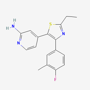 molecular formula C17H16FN3S B14243427 4-[2-Ethyl-4-(4-fluoro-3-methylphenyl)-1,3-thiazol-5-yl]pyridin-2-amine CAS No. 365428-91-7