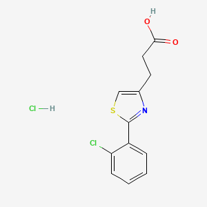 molecular formula C12H11Cl2NO2S B1424350 3-[2-(2-Chlorophenyl)-1,3-thiazol-4-yl]-propanoic acid hydrochloride CAS No. 1332530-24-1